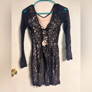 Sexy black mini lace corset dress. Size Medium. Slightly used